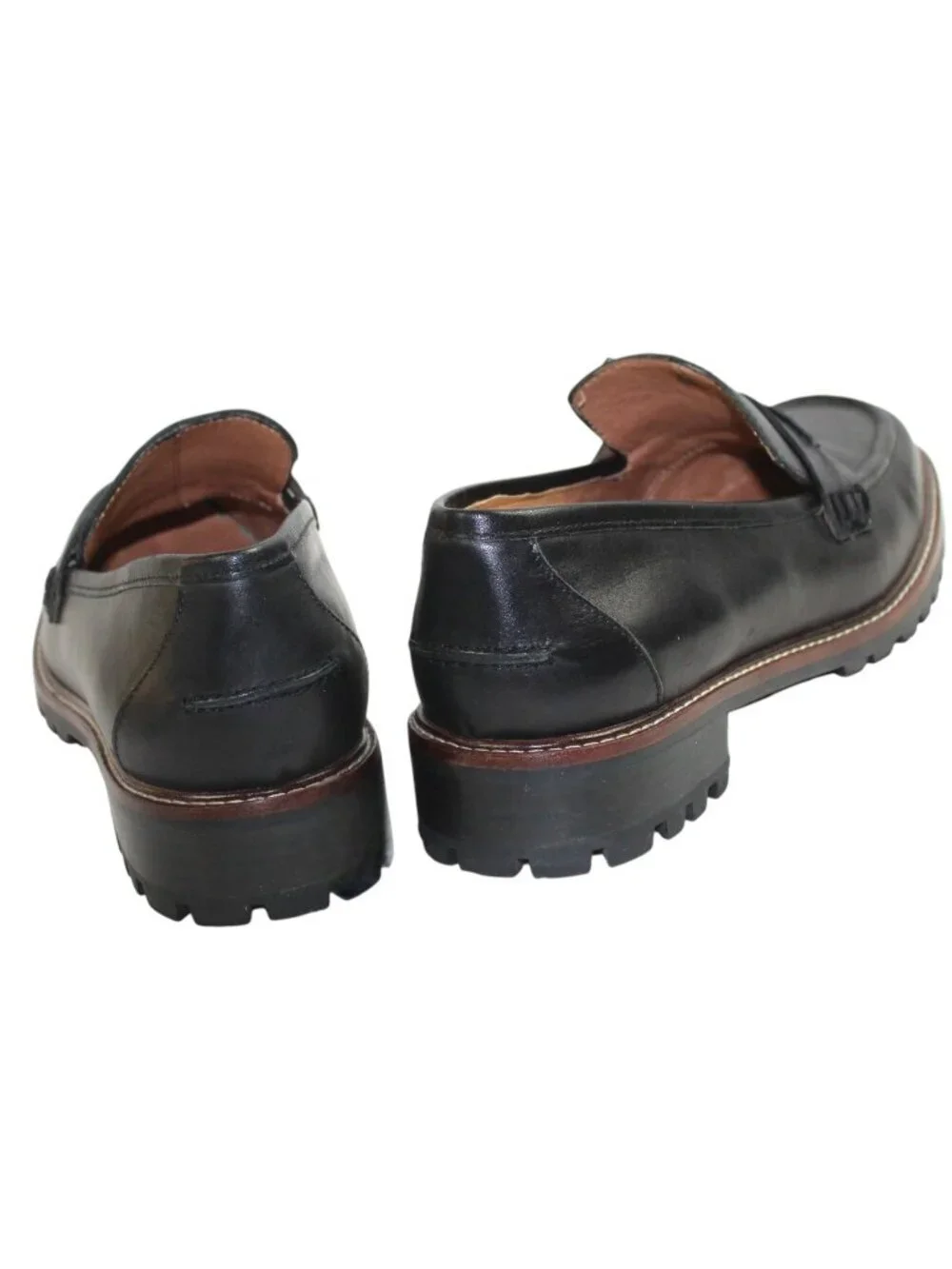 Madewell Corinne Black Leather Deep Lug Sole Peppy Loafer Size 9.5